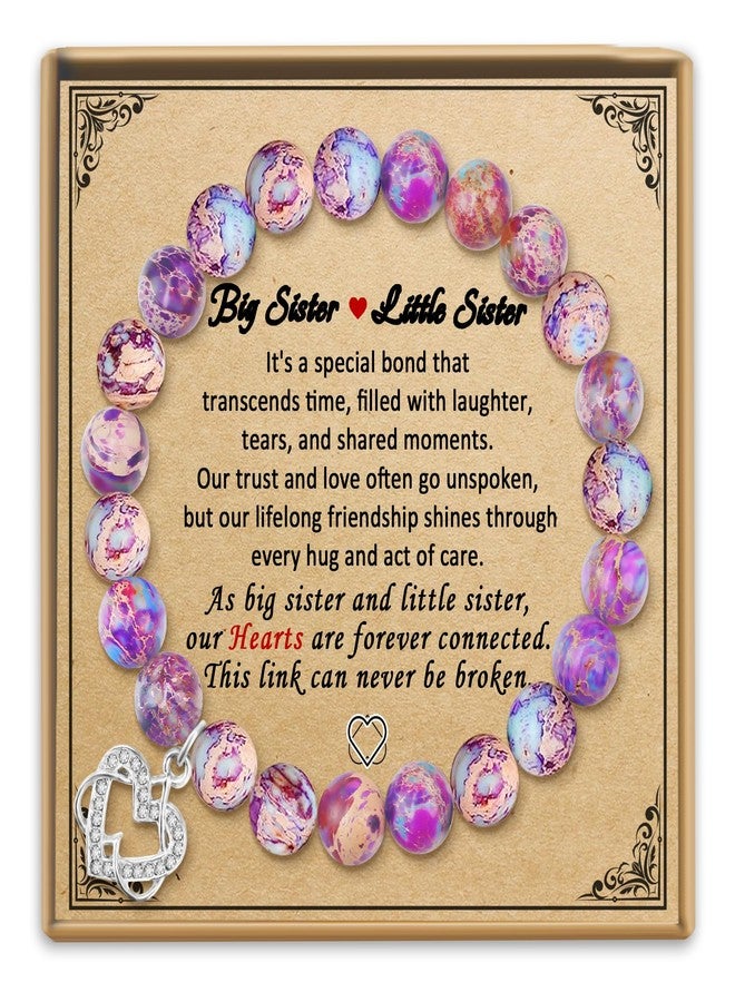 Sereney Sister Bracelet as Sisters Gifts from Sister Jewelry, Double Heart Pendant Big Sis Little Sisters Gifts from Sis Birthday Gifts as Valentines Day Gifts for Her - Image 1